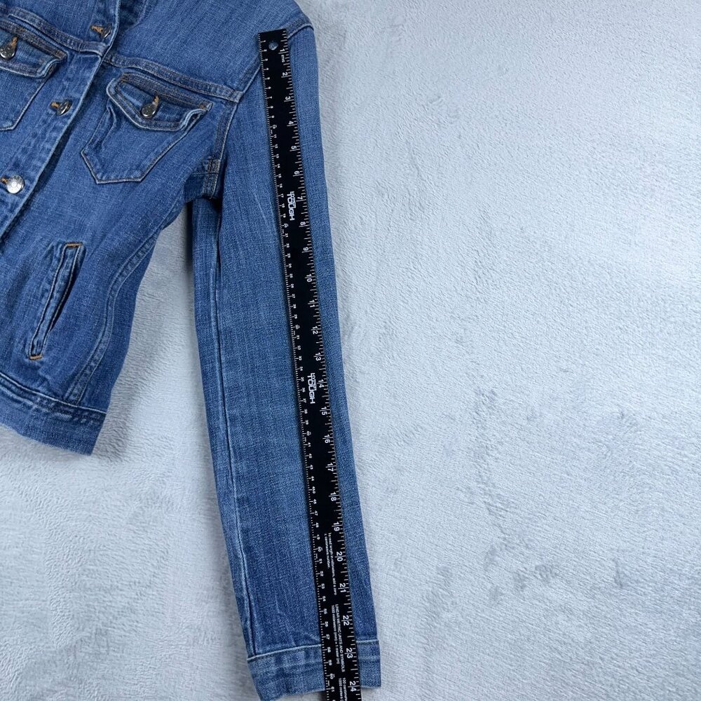 J. Crew Denim Jean Jacket Biker Trucker Pockets 02661SU Womens Blue Size Small - Picture 10 of 12